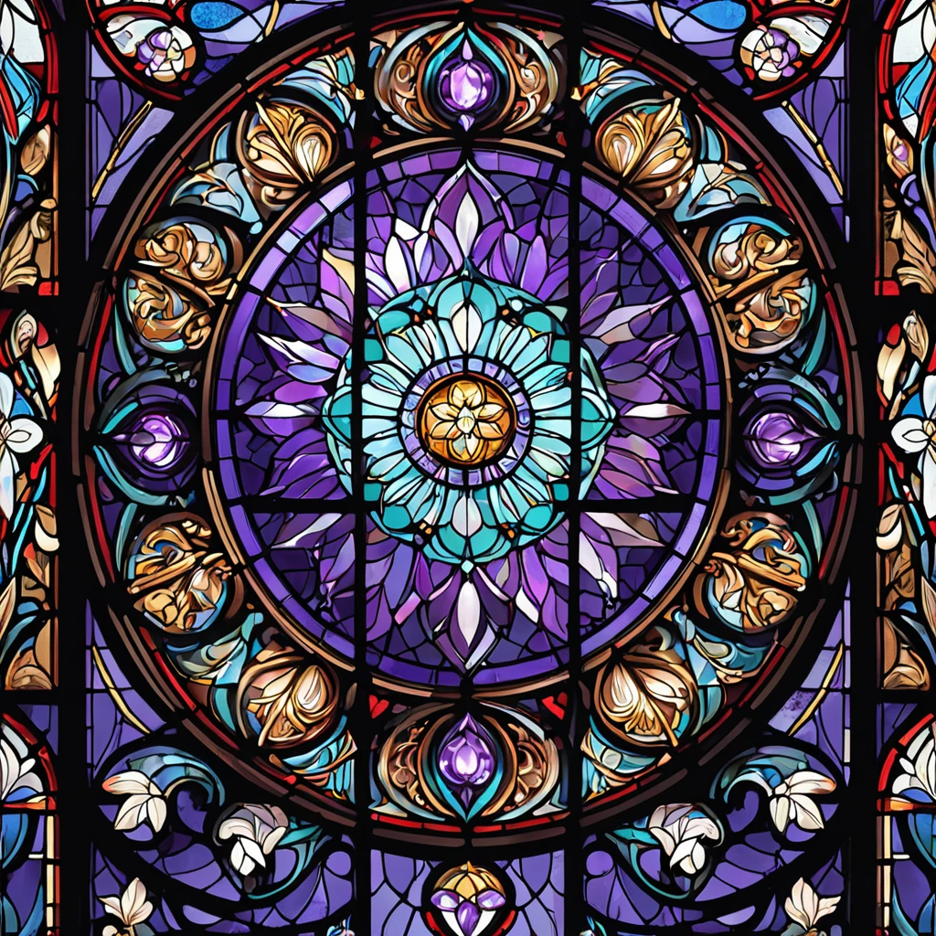 a picture of a stained glass window, intricate art, vector art, by Mario Dubsky, stained glass art, amethyst stained glass, detailed art in color, by Robert Richenburg, by Adrienn Henczné Deák