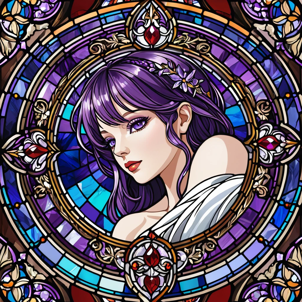 a picture of a stained glass window, intricate art, vector art, by Mario Dubsky, stained glass art, amethyst stained glass, detailed art in color, by Robert Richenburg, by Adrienn Henczné Deák