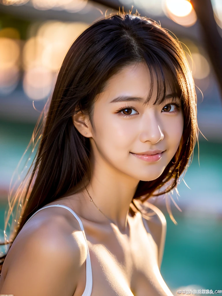 (masutepiece:1.3), (8K, Photorealistic, Raw photo, Best Quality: 1.4), Japanese, (1girl in), Beautiful face, (Realistic face), (Black hair), Beautiful hairstyle, Realistic eyes, Beautiful detailed eyes, (Realistic skin), Beautiful skin, Attractive, 超A high resolution, A hyper-realistic, Highly detailed, Golden ratio,School uniform. (3 Gills:1.5),  (Sony Alpha 1, 50.1 megapixel full-frame CMOS sensor, 8K video recording function), (telephoto lens), (Realistic),(8K, 超A high resolution, Best Quality, masutepiece:1.2),Ultra-detailed,beautifull detailed face, FULL ANATOMY,(Beautiful detailed eyes:1.3),Smile,extremely delicate and beautiful,
Extremely detailed,
nffsw,
Unity,
8K Wallpaper,
amazing,
finely detail,
Ultra-detailed,
High resolution,
Extremely detailed,
extremely detailed eye and face,Wet, ((Luxury Hotels:1.1)),((Colorful micro bikini:1.2)), [Ponytail],(huge-breasted, cleavage:1.3),