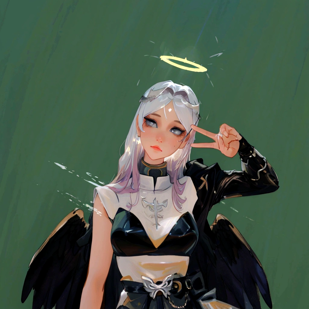 there is a 3d image of a woman dressed in a costume, wearing angel halo, angelic halo, angel halo, npc with a saint's halo, npc with a saint\'s halo, wearing angel, wearing angel halo covered face, holy halo, halo over her head, as a mystical valkyrie, halo above head, dark angel, divine ray over her head