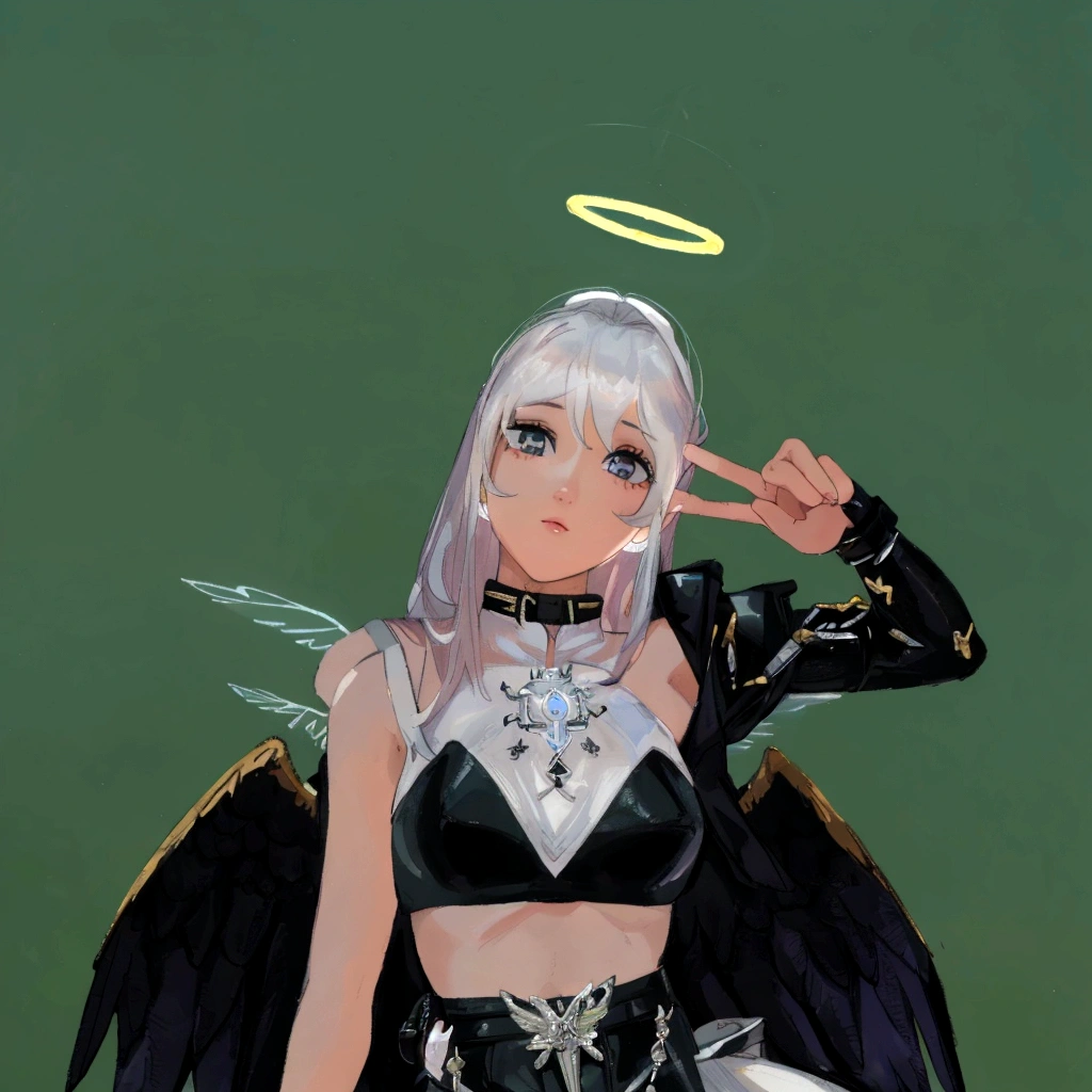 there is a 3d image of a woman dressed in a costume, wearing angel halo, angelic halo, angel halo, npc with a saint's halo, npc with a saint\'s halo, wearing angel, wearing angel halo covered face, holy halo, halo over her head, as a mystical valkyrie, halo above head, dark angel, divine ray over her head