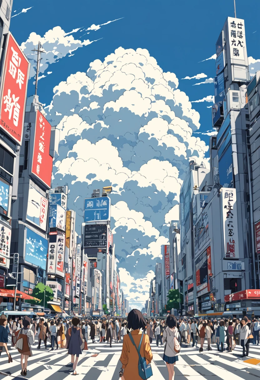 ((anime: 1.4, figure)), (masterpiece, Highest quality, Highest quality), (Super detailed, The absolute solution), ((16K, High resolution)) (Shibuya Scramble Crossing, anime Style, Cumulonimbus, blue sky, crowd), ( anime: 1.4, figure)), (masterpiece, Highest quality, Highest quality), (Super detailed, The absolute solution). and {Lofi Art, Laurie Griesley's style, Makoto Shinkai&#39;s Style, anime Aesthetic}, break {(Produces images with over 40 million pixels of information and cinematic detail。Hot with Sony&#39;s slur).}