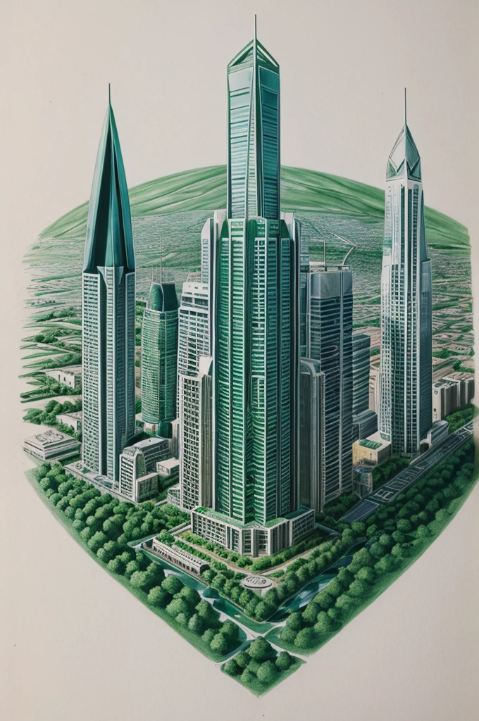 Drawing of future cities with greenary