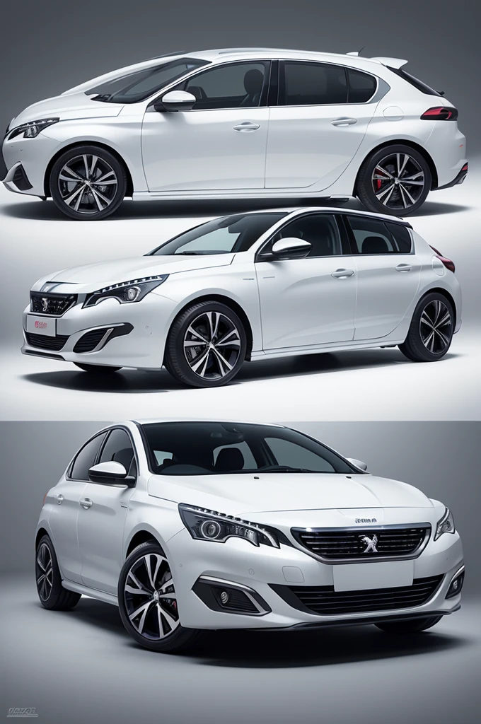 create an illustration of a peugeot 308 2.0 disney car drawing style, animation, cartoon.
