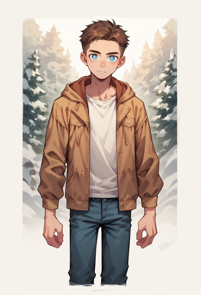  Human Male  adult, Skin White   , Brown haircut, blue pupils, wearing Pants , Cool Clothing  ,