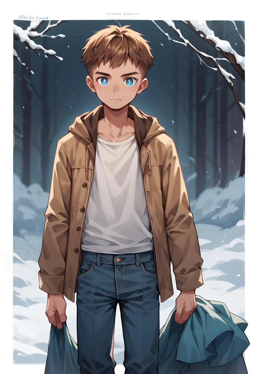  Human Male Young adult, Skin White   , Brown haircut, blue pupils, wearing Pants , Cool Clothing  ,