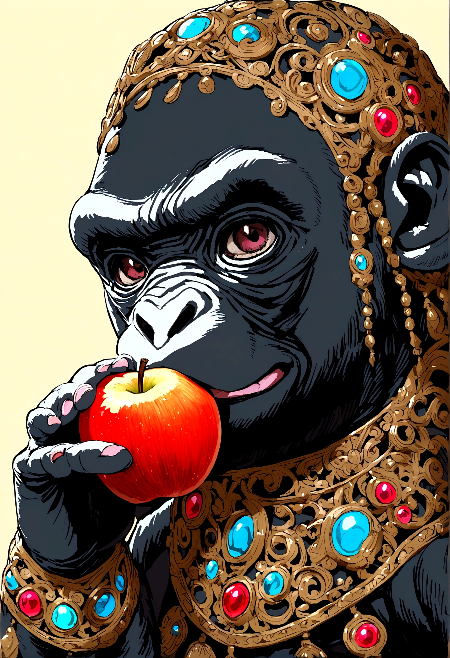 baby gorilla eat apple