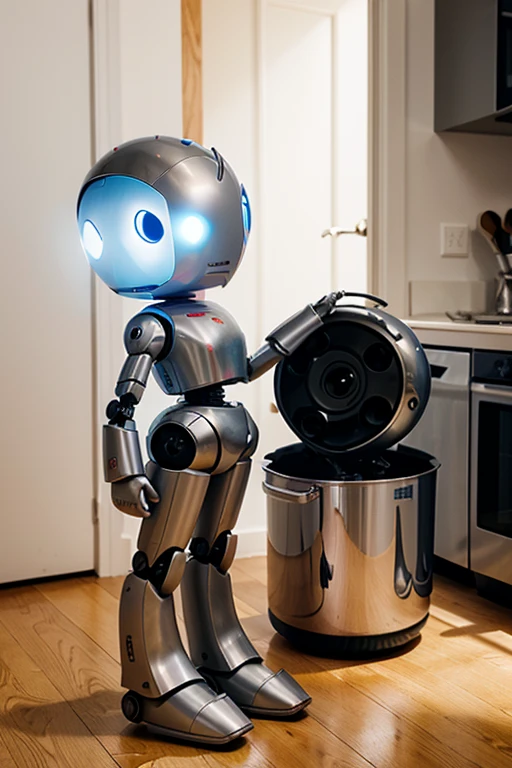 drawing of a little robot assistant, who helped in the kitchen for newsletters