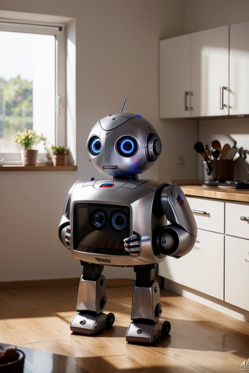 drawing of a little robot assistant, who helped in the kitchen for newsletters