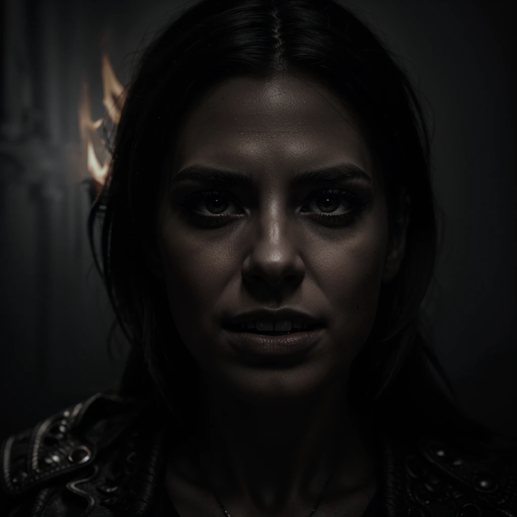 beautiful dark angelic eye with fire and teeth, dark dramatic chiaroscuro lighting, gothic fantasy, highly detailed, cinematic, dramatic, photorealistic, 8k, maximum detail, intricate, masterpiece, hyper realistic, dramatic lighting, volumetric fog, moody atmosphere