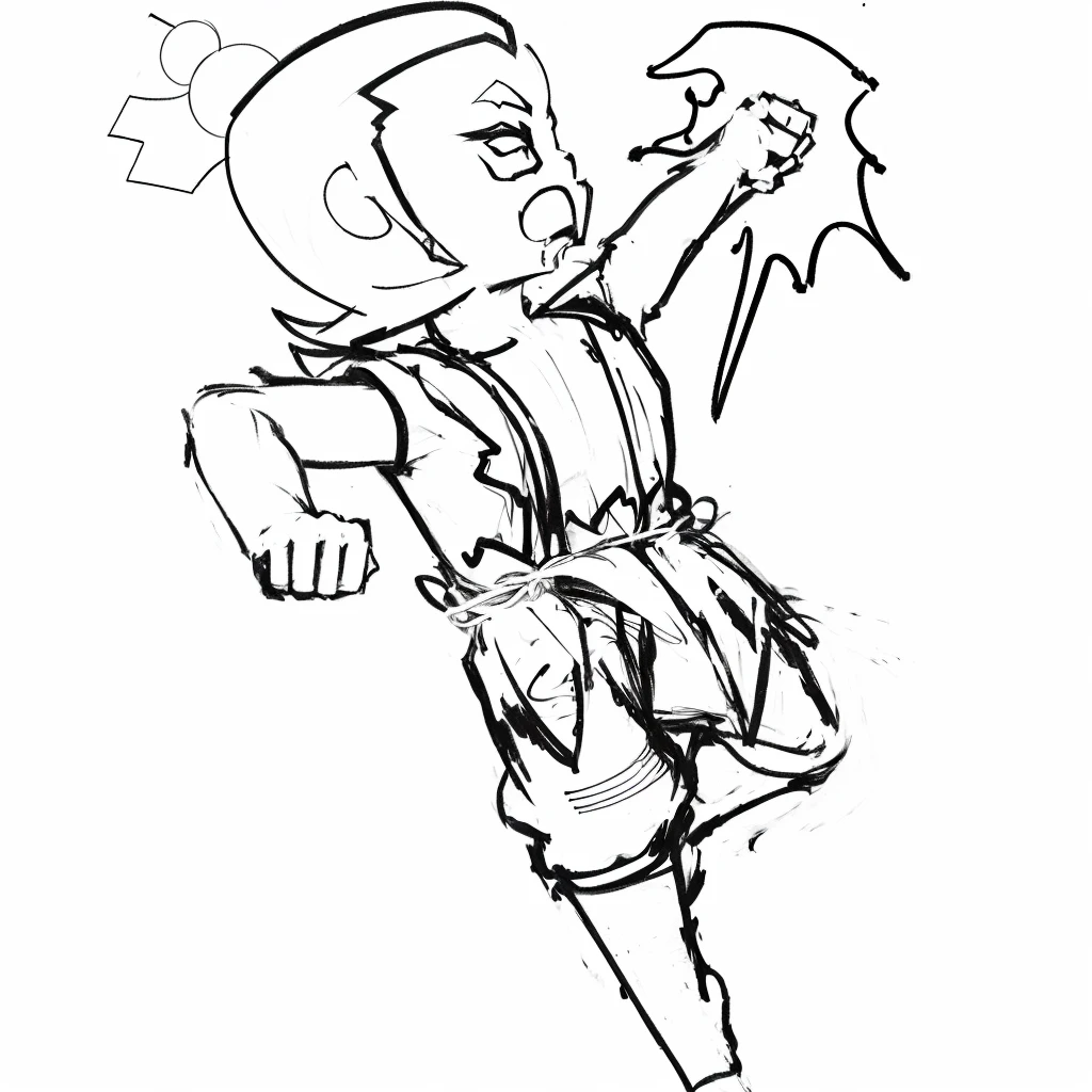a drawing of a person in a costume holding a bat, fight pose, fighting pose, attack pose, scary angry pose, intense line art, fighting stance, badass pose, fighter pose, intimidating pose, pudica pose gesture, bold lineart, combat pose, villain pose, rough sketch, super super dynamic dynamic pose, battle action pose, sharp lineart