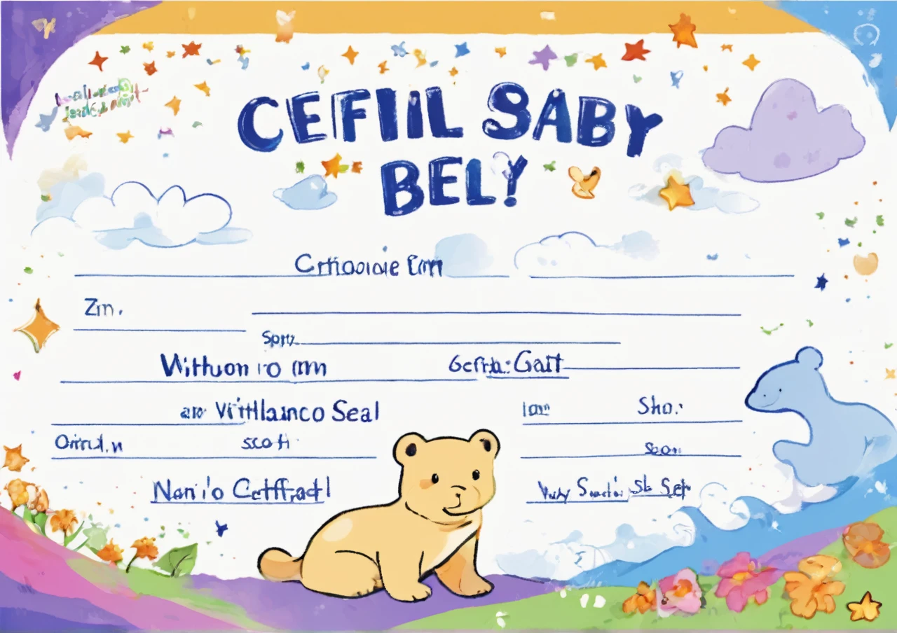 babybaby.org official "Baby Milestone Certificate" "First Step" ready to print template design with seal