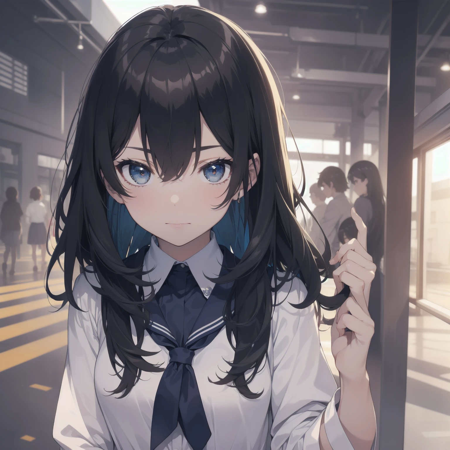 ultra-absurdres-Top quality by artist God, ultra-detailed, high resolution, anime moe artstyle, best anime 8k konachan wallpaper, pixiv contest winner, pool:2810, perfect anatomy,break, 1girl, (Please draw a girl walking sleepily to school alone. )break,(Solo,little female, -yeld:1.Full limbs, complete fingers,a junior hihort hair), short cut, flat chest, , small butt, small black eyes, beautiful detailed eyes, well-proportioned iris and pupils, expressive eyes, highres detailed hair, soft expression, salor school_uniform, sailor collar, serahuku, bow, pleated skirt,(Detailed Lighting), (Detailed background), in the School commute route. break,super detailed skin, Best cinematic lighting powered by famous artist, 8k,beauty illustration,photoshop_(medium),very aesthetic,break,((artist:yamamoto_souichirou )), artist:clamp ,artist:carnelian ,artist:kantoku ,
