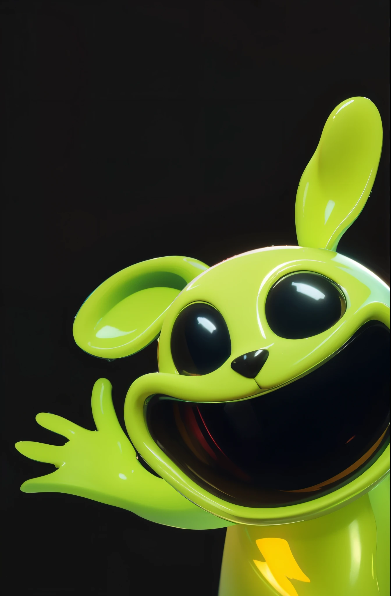 3d style, simplified design, 3d render, glossy texture, smooth 3d model, multiple light sources, rim light, sharp post effects render, (glossy plastic texture with multiple big light probe refractions), perfect cgi, smooth silhouette, high intensity refraction, (super glossy material), most beautiful vfx , blue background, plastic refractions, realistic, 4k, high resolution, rim light, photo shoot, commercial photo, profile shot, 4k, rim light, high resolution, 4k, glossy texture, smooth 3d model, multiple light sources, rim light, sharp post effects render, (glossy metallic texture with multiple big light probe refractions), perfect cgi, cgi art created only with gradients, smooth silhouette, high intensity refraction, (super glossy chrome material), most beautiful vfx, blue background, chrome metal refractions, multiple light sources, rim light, sharp post effects render, perfect cgi, digital art, detailed digital art, reflective, best quality, 4k, masterpiece:1.2, ultra-detailed, realistic, vivid colors, dark and moody lighting, The image of the highest quality, ensuring every detail is showcased perfectly. It in 4k resolution, allowing viewers to immerse themselves in the richness of the colors and intricate details. The realistic rendering. under the spotlight, reflecting, high-resolution image, realistic rendering, dark background, and rim light photorealistic The image features three characters standing in front of three houses. The characters are a red-haired mermaid, a purple cat, and an orange dog. They are each holding a yellow maraca