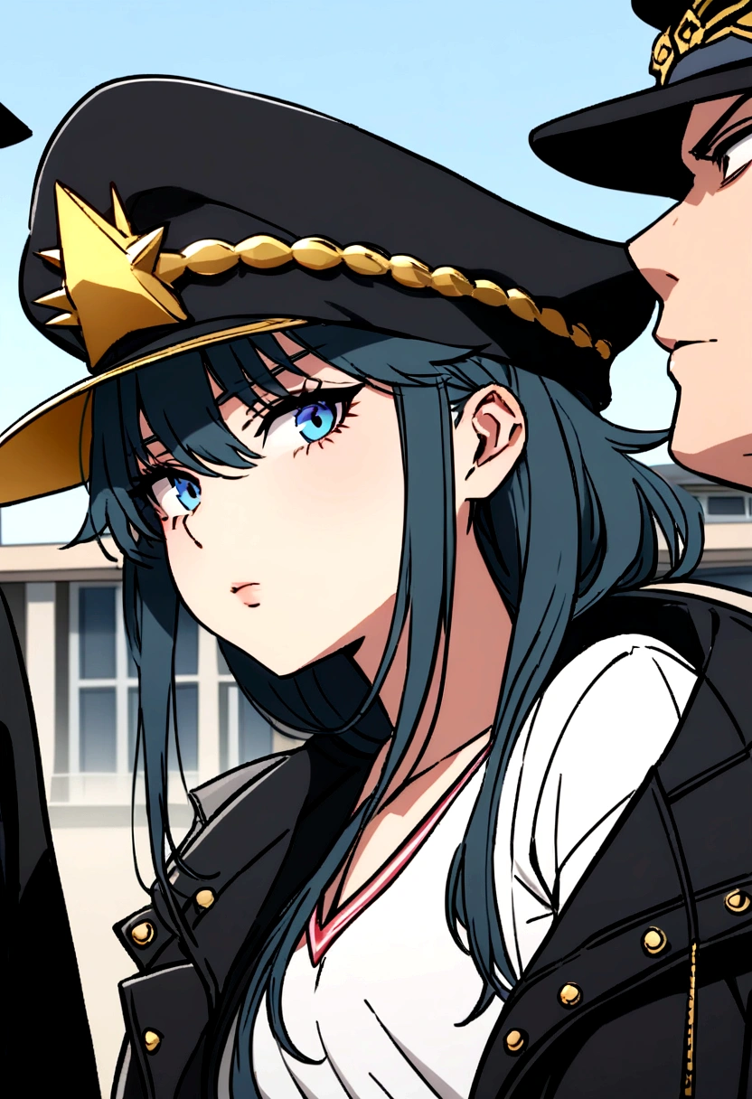 teenage girl, high school, delinquent, gangster leader, cold and charming gaze