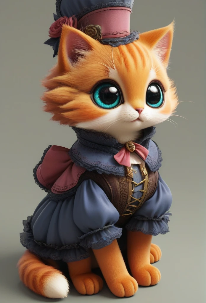 score_9, score_8_up, score_7_up, score_6_up, score_5_up, score_4_up,UHD, 
adorable orange cat-like creature big eyes, Victorian, steampunk, Monocle on left eye