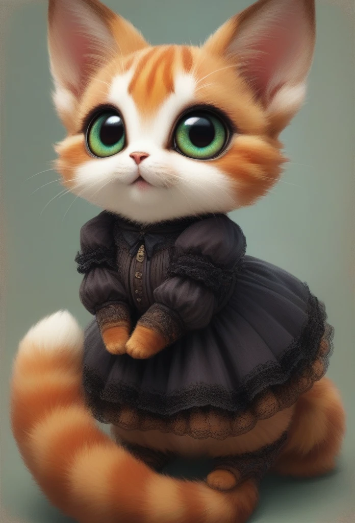 score_9, score_8_up, score_7_up, score_6_up, score_5_up, score_4_up,UHD, 
adorable orange cat-like creature big eyes, Victorian, steampunk, Monocle on left eye