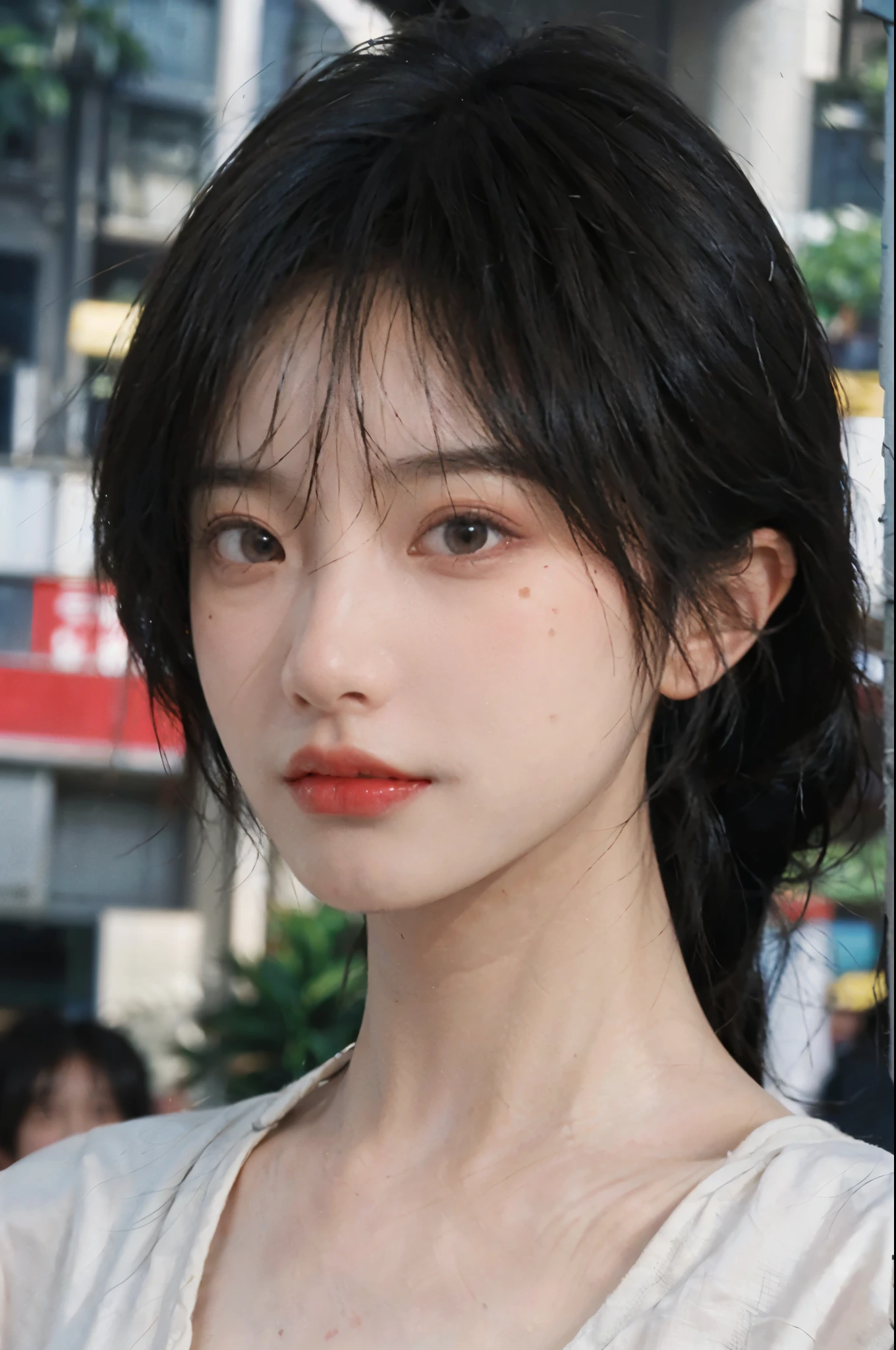 (Skin details:1.4), (smooth skin textures:1.3), (Realistic and detailed eyes:1.2), 35 mm film, outdoor, (Photo Practical:1.4), (Practical:1.3), Exquisite eyes, Delicate face, Close-up of face, Mole under the eye, Portrait Photography, Depth of Field, Bokeh, Surrealism, Ray Tracing, Ultra HD, masterpiece, High Detail, best quality