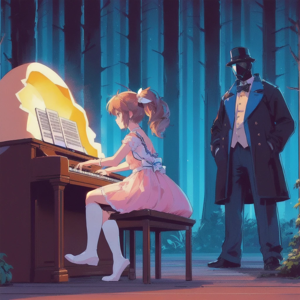Anime girl playing keyboard on a giant egg,Celeste&#39;s Madeline, Official Artwork, Lofi Art, 80s anime style,official Fan art, Lo-fi Girl, nodded, lofi album art, Promotional Art, Fan art, high quality Fan art, Background artwork, Official Art, Lofi Artstyle, Synth feel, High quality artwork, Chill Hop, Portrait of Rofi