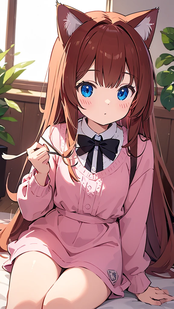 ((masterpiece))((Highest quality))Cat ear、Cat's Tail、girl、smile、blush、Flat Chest、Are thin、、low length、Black Hair、Leg-length hair、Embarrassed、Are standing、Whole body image、Even your toes are visible、Eye level on face、front、No background、mayonnaise、真frontのアングル