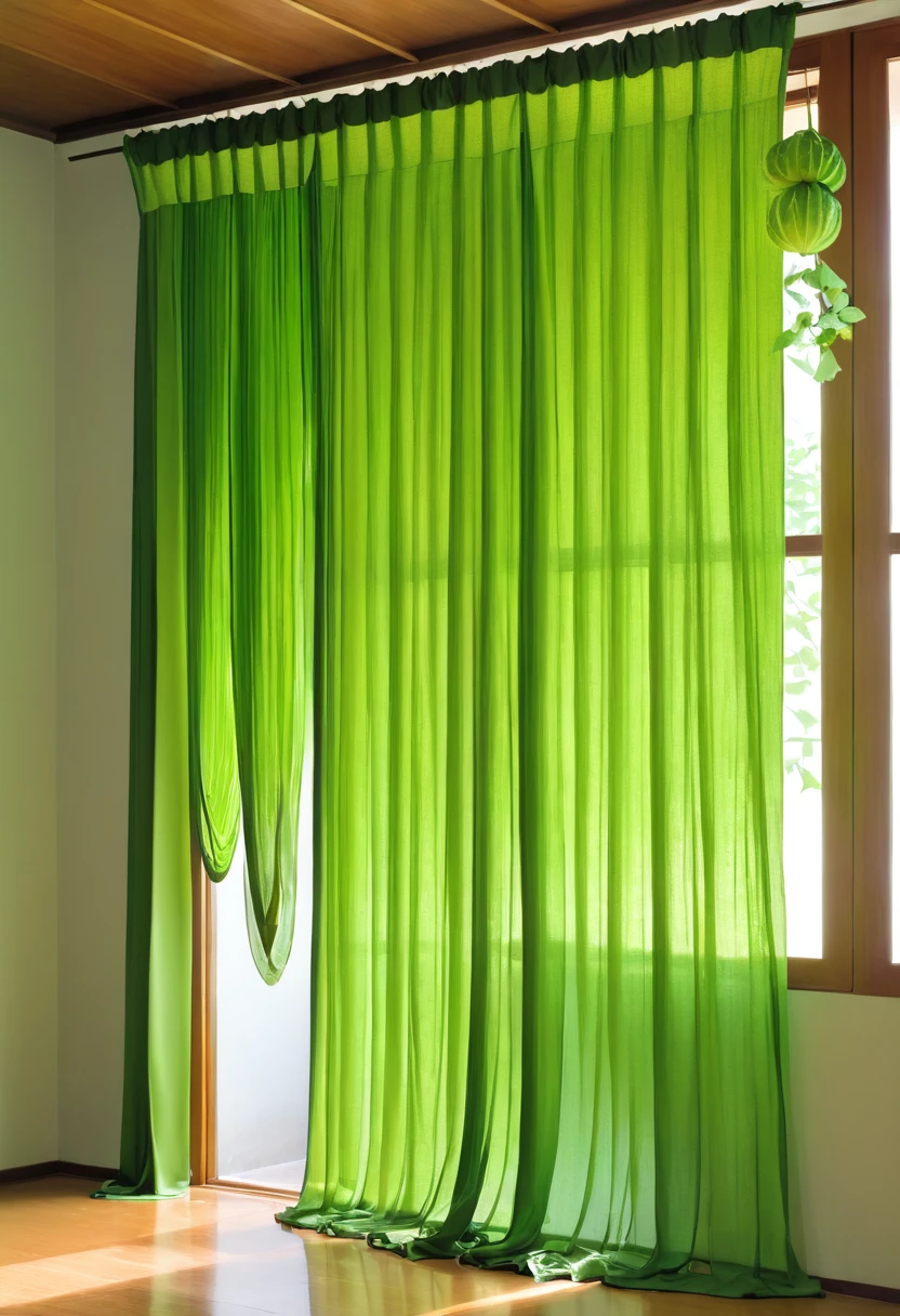 Green curtain made from bitter melon