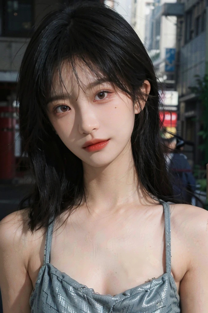 (Skin details:1.4), (smooth skin textures:1.3), Lipstick, background,海滩background, Direct vision, earrings, serene, calm, (Realistic and detailed eyes:1.2), Natural skin texture, Realistic facial details, Soft dramatic lighting, Vivid details, 35 mm film, outdoor, (Photo Practical:1.4), (hyper Practical:1.4), (Practical:1.3), (Smoother lighting:1.05), (Improve lighting quality:0.9), (Highest quality real skin textures:1.4), Exquisite eyes, Delicate face, Close-up of face, (Enhance the beauty of skin texture:1.1), Hair details, normal body ratio, Model, Moles under the eyes, thinking, A faint smile,公园background,Portrait Photography, Depth of Field, Bokeh, Surrealism, Ray Tracing, (Portrait Photography:1.1), Surrealism, High Detail, Chiaroscuro, Ray Tracing, reflected light, Ultra HD, Ultra HD, masterpiece, Textured Skin, Super Detail, High Detail, high quality, best quality