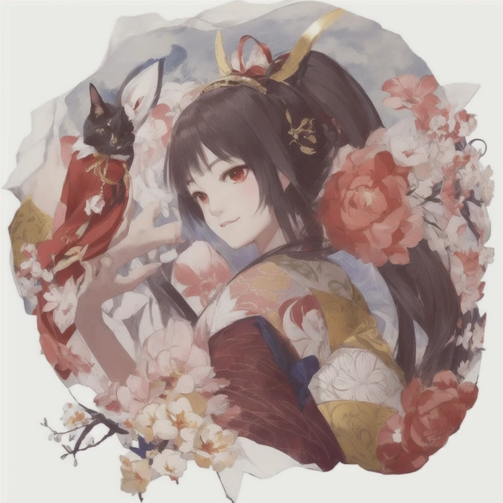 Anime girl with a fan and a cat in the background, onmyoji portrait, onmyoji, Anime illustration, by Kamaguruka, The Detailed Art of the Onmyoji, Half Yamada, Pixiv, Beautiful anime art, Pixiv contest winner, Artistic rendering of Reimu Hakurei, digital art on Pixiv, Official artwork, Ehime