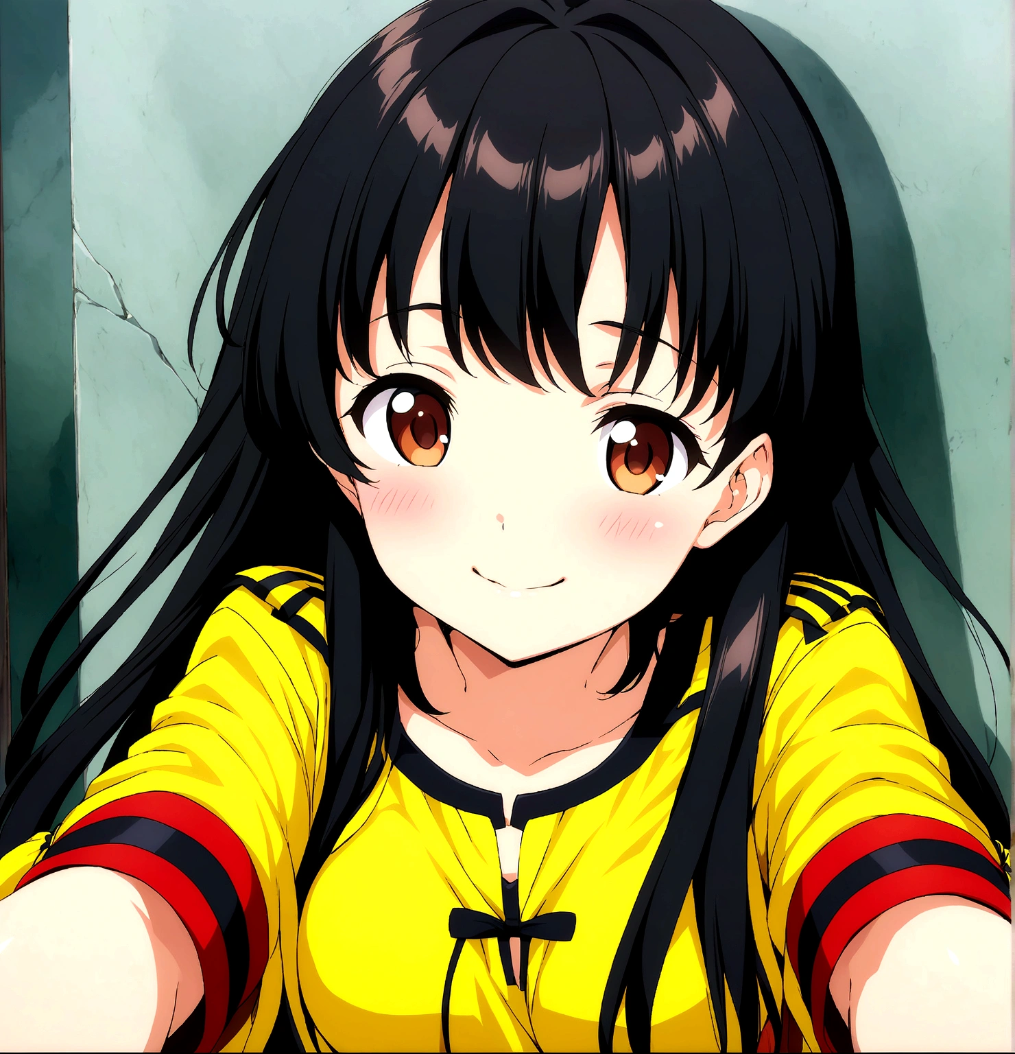 anime girl with long hair and a black dress posing for a picture, Sayori, visual anime of a cute girl, anime moe art style, in dress, anime girl weaalsog a black dress, pretty anime girl, (anime girl), cute anime girl, cute anime waifu with a nice dress, attractive anime girl, beautiful anime girl, also, soft anime cg art