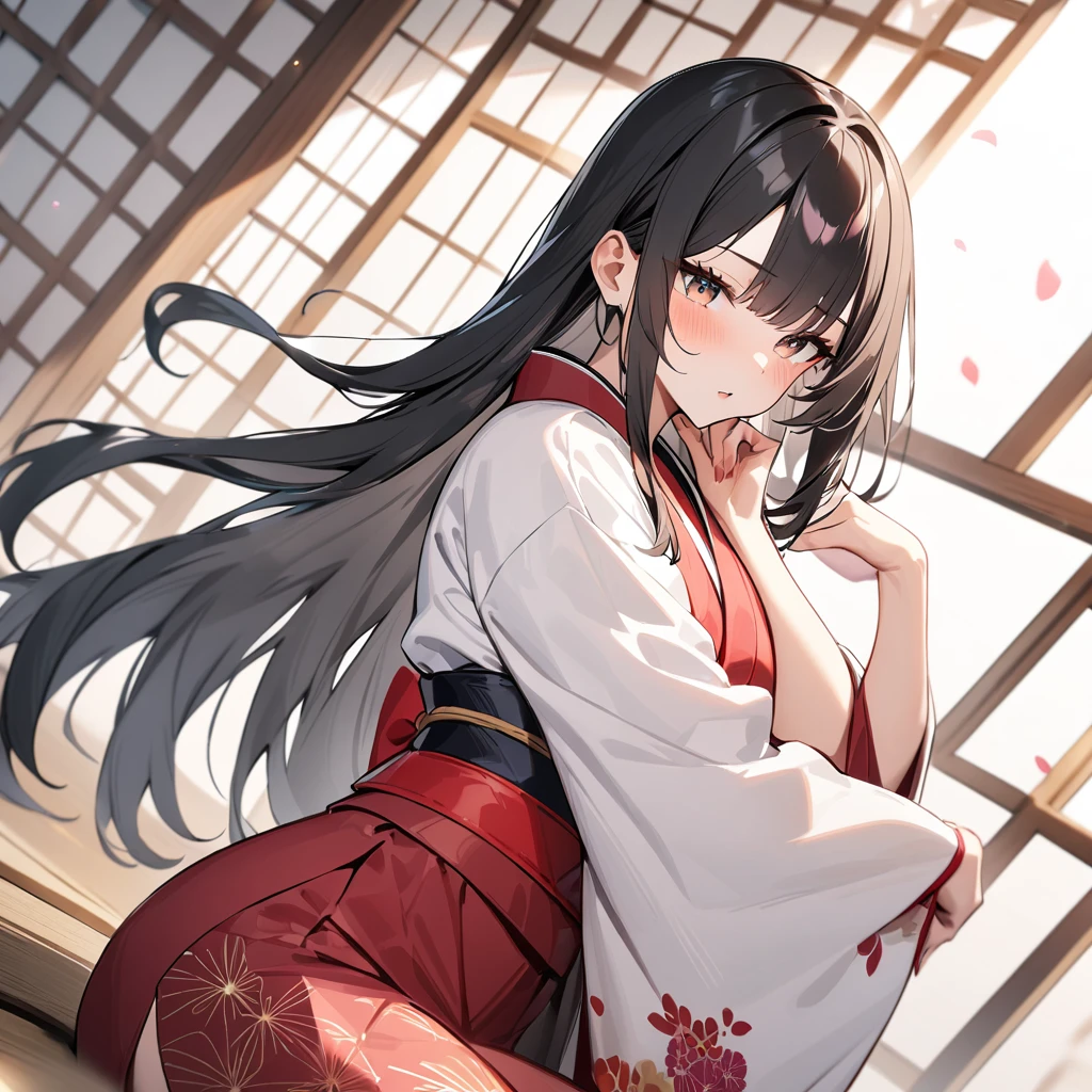 girl,Japanese style,Japanese Pattern,Black Hair,Long Hair,masterpiece, best quality, very aesthetic, absurdres