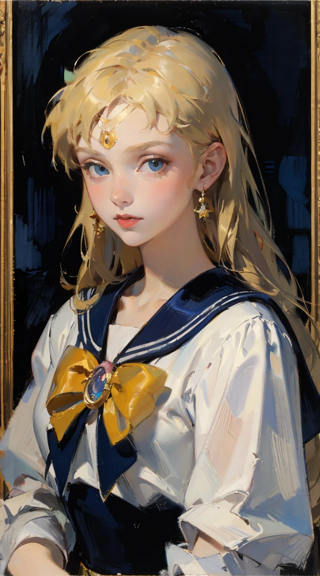 the sailor moon, Sailor Moon style, Beautiful,  moon princess, blond-haired princess, portrait of magical girl,  cwc, (color circle:1.20), multiple girls, 5girls, (oil painting), post-Impressionist, degas style,