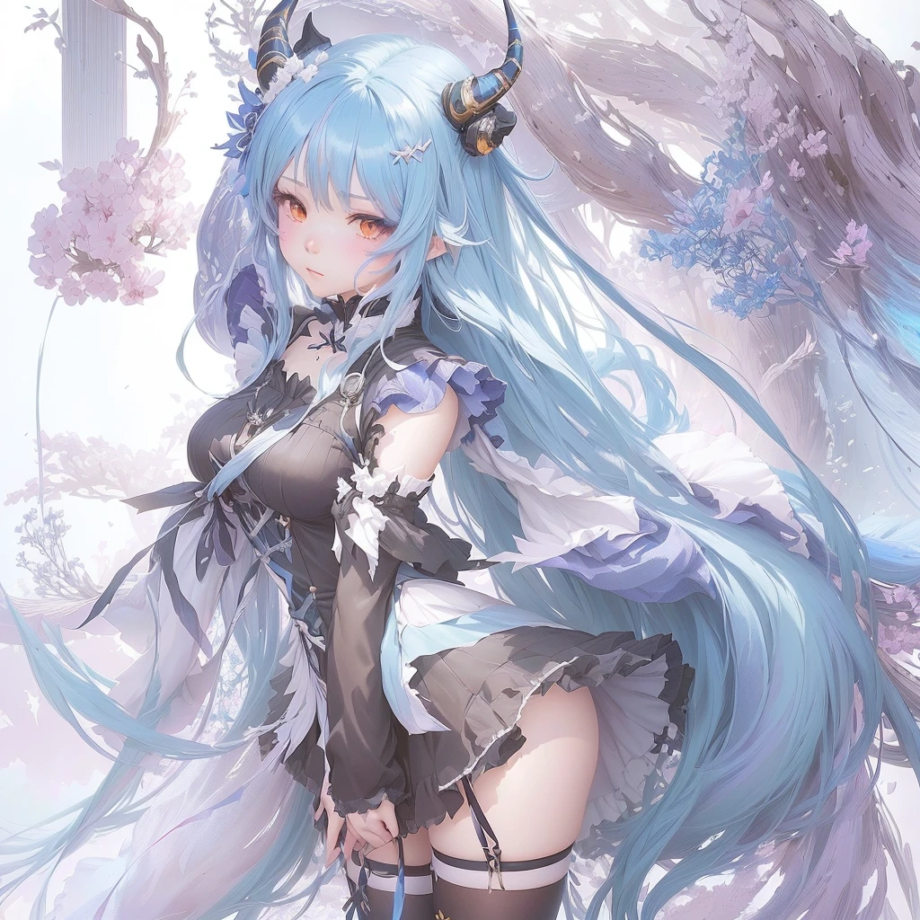 Anime girl with blue hair and a black top and white skirt, digital art on Pixiv, trending on artstation Pixiv, Anime Art Wallpapers 8K, anime art wallpaper 4k, anime art wallpaper 4k, Zerochan Art, Pixiv contest winner, top rated on Pixiv, Pixiv, by Shimo, anime wallpaper 4k