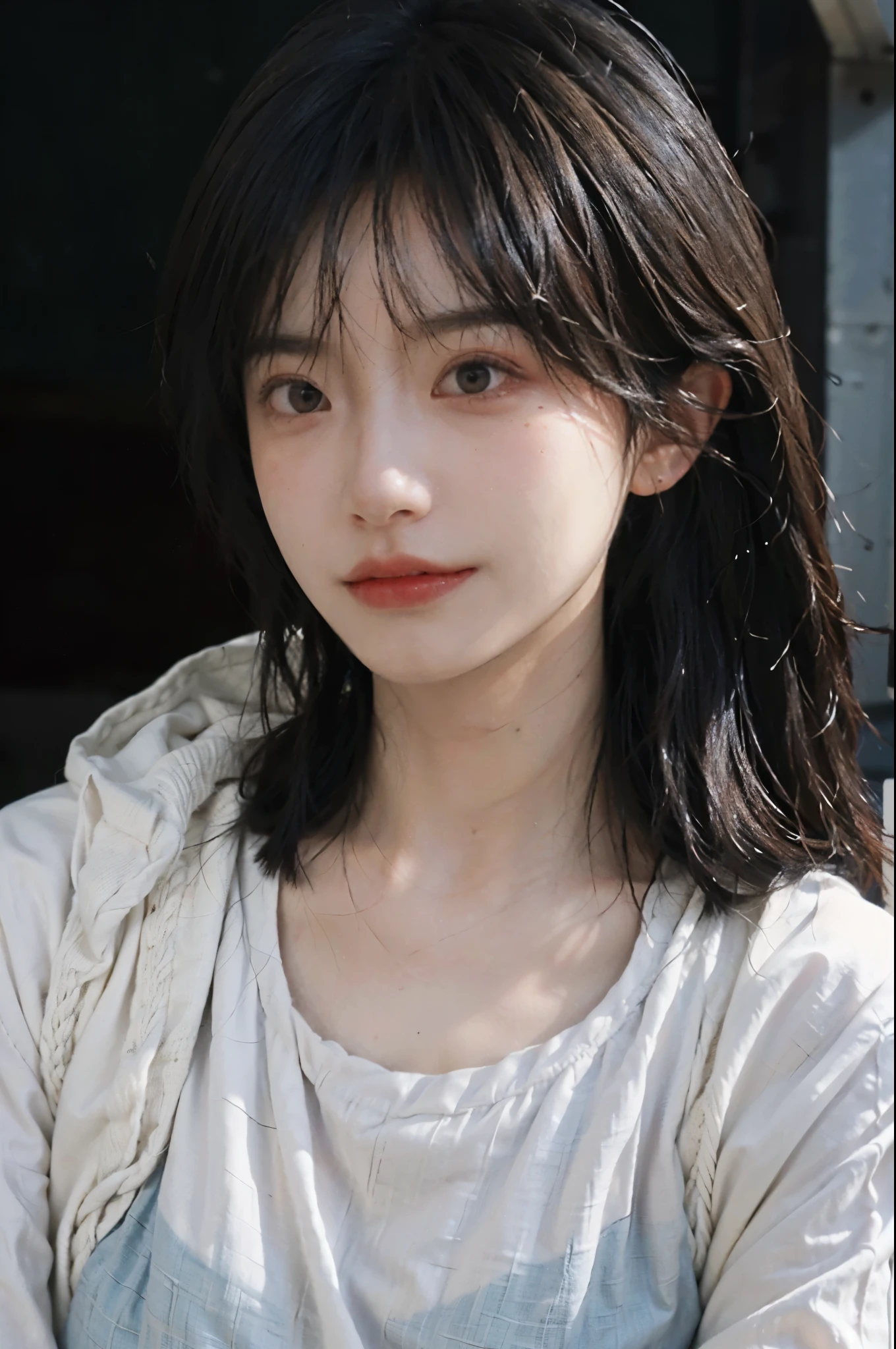 (Skin details:1.4), (smooth skin textures:1.3), Lipstick, background,海滩background, Direct vision, earrings, serene, calm, (Realistic and detailed eyes:1.2), Natural skin texture, Realistic facial details, Soft dramatic lighting, Vivid details, 35 mm film, outdoor, (Photo Practical:1.4), (hyper Practical:1.4), (Practical:1.3), (Smoother lighting:1.05), (Improve lighting quality:0.9), (Highest quality real skin textures:1.4), Exquisite eyes, Delicate face, Close-up of face, (Enhance the beauty of skin texture:1.1), Hair details, normal body ratio, Model, Moles under the eyes, thinking, A faint smile,公园background,Portrait Photography, Depth of Field, Bokeh, Surrealism, Ray Tracing, (Portrait Photography:1.1), Surrealism, High Detail, Chiaroscuro, Ray Tracing, reflected light, Ultra HD, Ultra HD, masterpiece, Textured Skin, Super Detail, High Detail, high quality, best quality