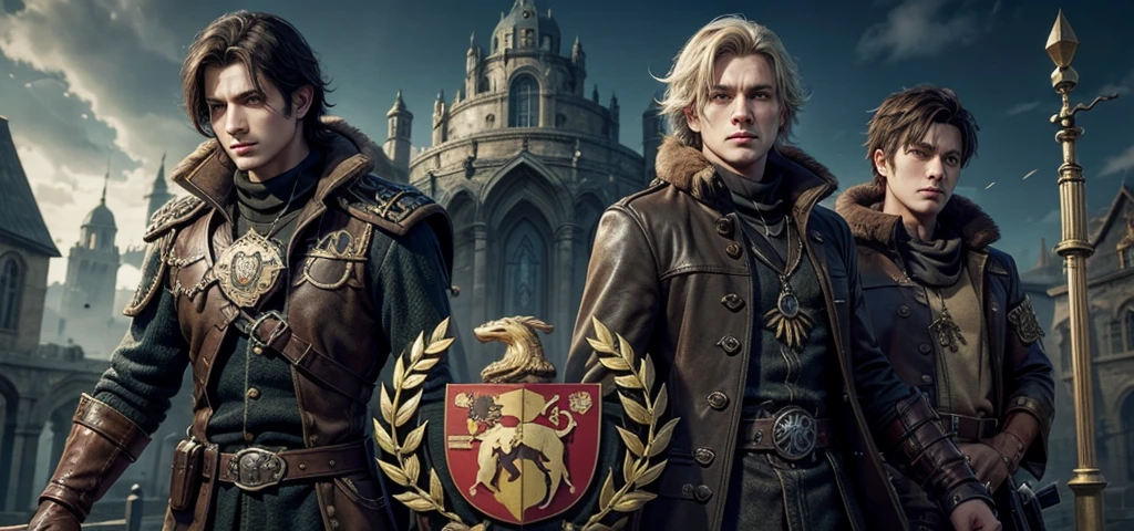 create a coat of arms with 2 brothers written OldBrotherBR for MMORPG game