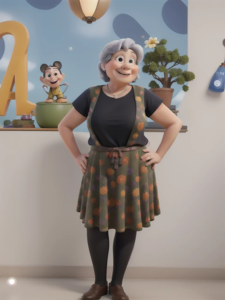 A 50 year old woman disney pixar style, high quality, best quality.