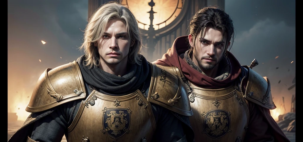 create a coat of arms with 2 warrior brothers written OldBrotherBR for MMORPG game