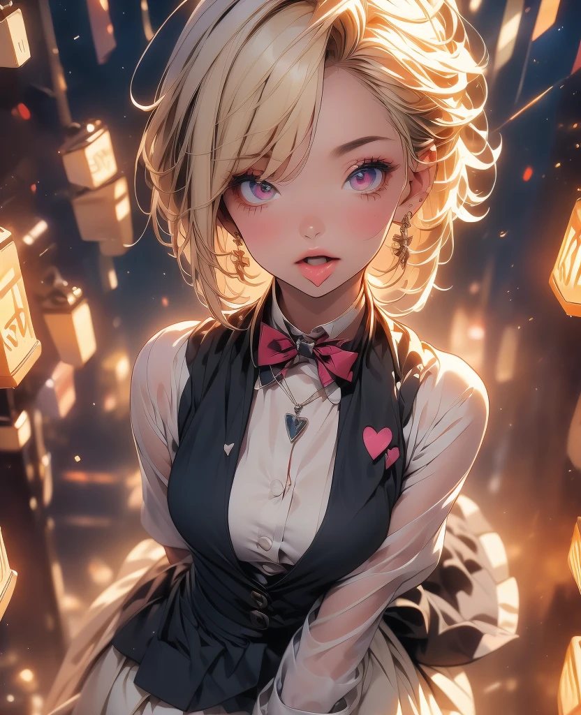 tongueだし銀髪女性
(Highest quality、High resolution、8K、masterpiece:1.2)。Look away、Open your mouth、Pink Eyes、Silver Hair、Heart shaped pupil、teeth、tongue、tongueを出す、（Original Character, (1 Girl)、Perfect Face、((short hair:1.2))、(Hair above one eye:1.3)、[[Disheveled Hair]]、Colorful Hair、Detailed eyes that shine、Light and shadow、Glowing Skin、 (Curvy but slim), ((High angle shot))、Sexy look、Use something sexy、（background：Mountain、nature）Full body、bracelet、necklace、Wild Fashion、Disheveled clothes、sunglasses、Follow the Silver Wolf、Tarzan、
