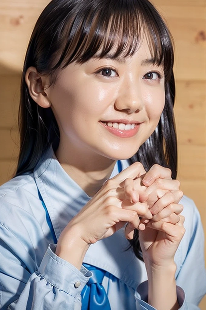 slender girl, (make up:1.1), (ニットセーター:1.2), middle breasts, at school room, (upper body shot:1.1), round face