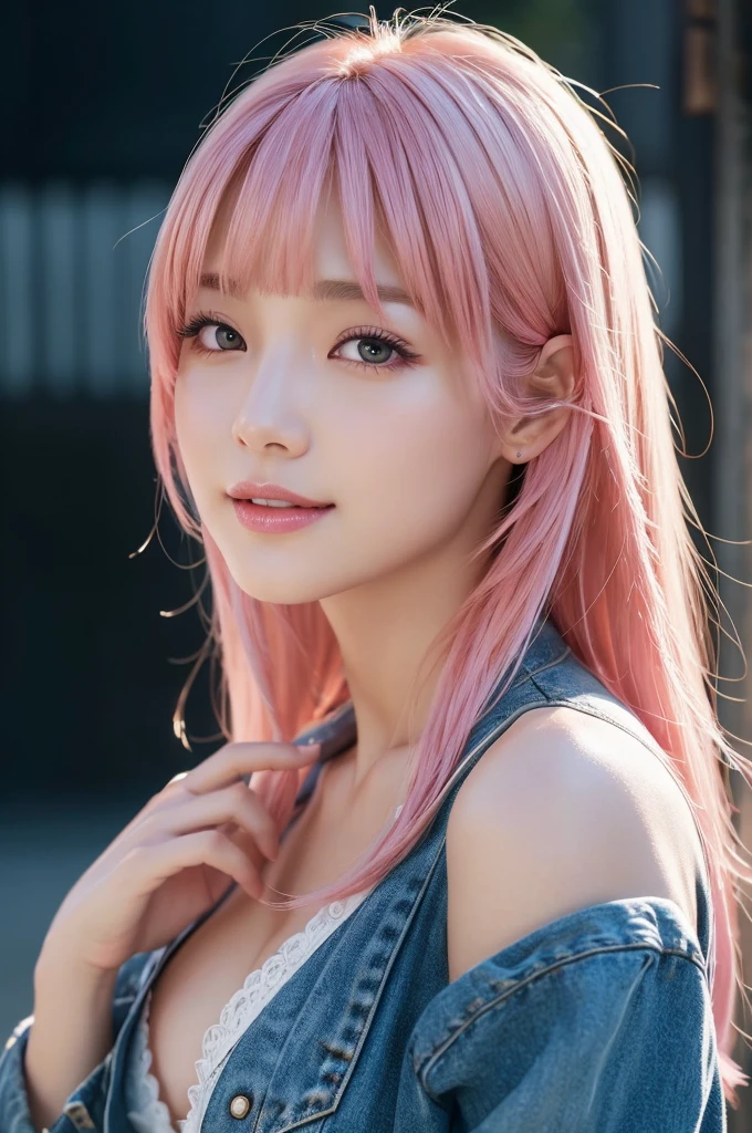 8K, Super Beauty(Like the real thing),big, (summer casual),( casual outfit:1.2), Perfect Anatomy,charm, Detailed Background, Written boundary depth, Volumetric lighting, Sharp focus, Absurd, Realistic proportions, Excellent anatomy, (Realistic, 超Realistic:1.4), 16k hdr, smile, smile, midnaight, dark night, moon, stars, High resolution,super Realistic 肌,super beautiful expression, Wind effects:1.9、Cloud Effect:1.2、Full Rendering、プロ品質のHigh resolution、Perfect contrast、Perfect lighting、Perfect composition、Perfect Skin、Perfect Fingers、Perfect breasts、Perfect Hair、Perfect Face、Realistic facial features,Highest quality,Slim figure,Perfect body line,完璧なhandの造形,Anatomical Body Balance,Highly detailed face,Highly detailed eyes,Beautiful Lips,Excellent light particles,Cinema Lighting,compensate,超High resolution,Ultra-Realistic Skin, (pink hair:1.2), medium hair, 派handなアクシヲンポーズ,Sharp Eyes,hand,