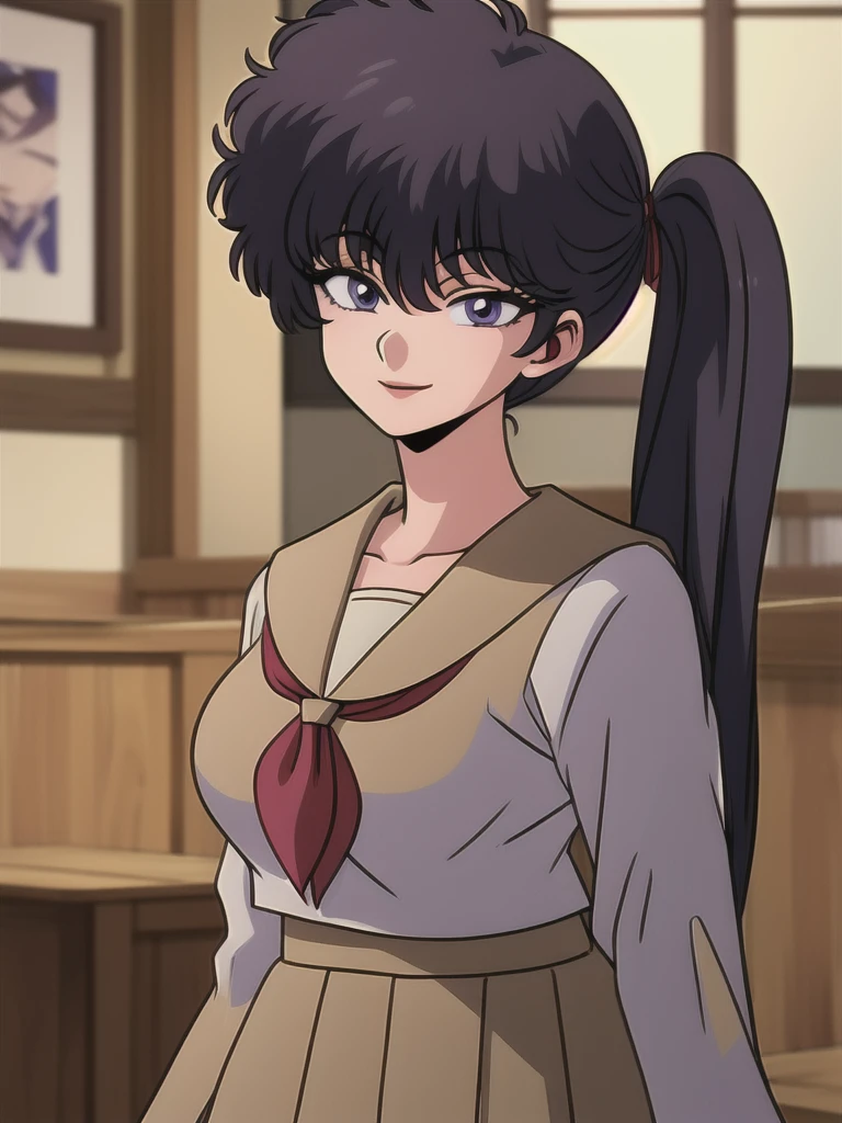 KodachiKunou, solo, standing, medium_breasts, StHeberekeUniform, masterpiece, best quality, detailed face, detailed eyes, smile, highres, cowgirl position,