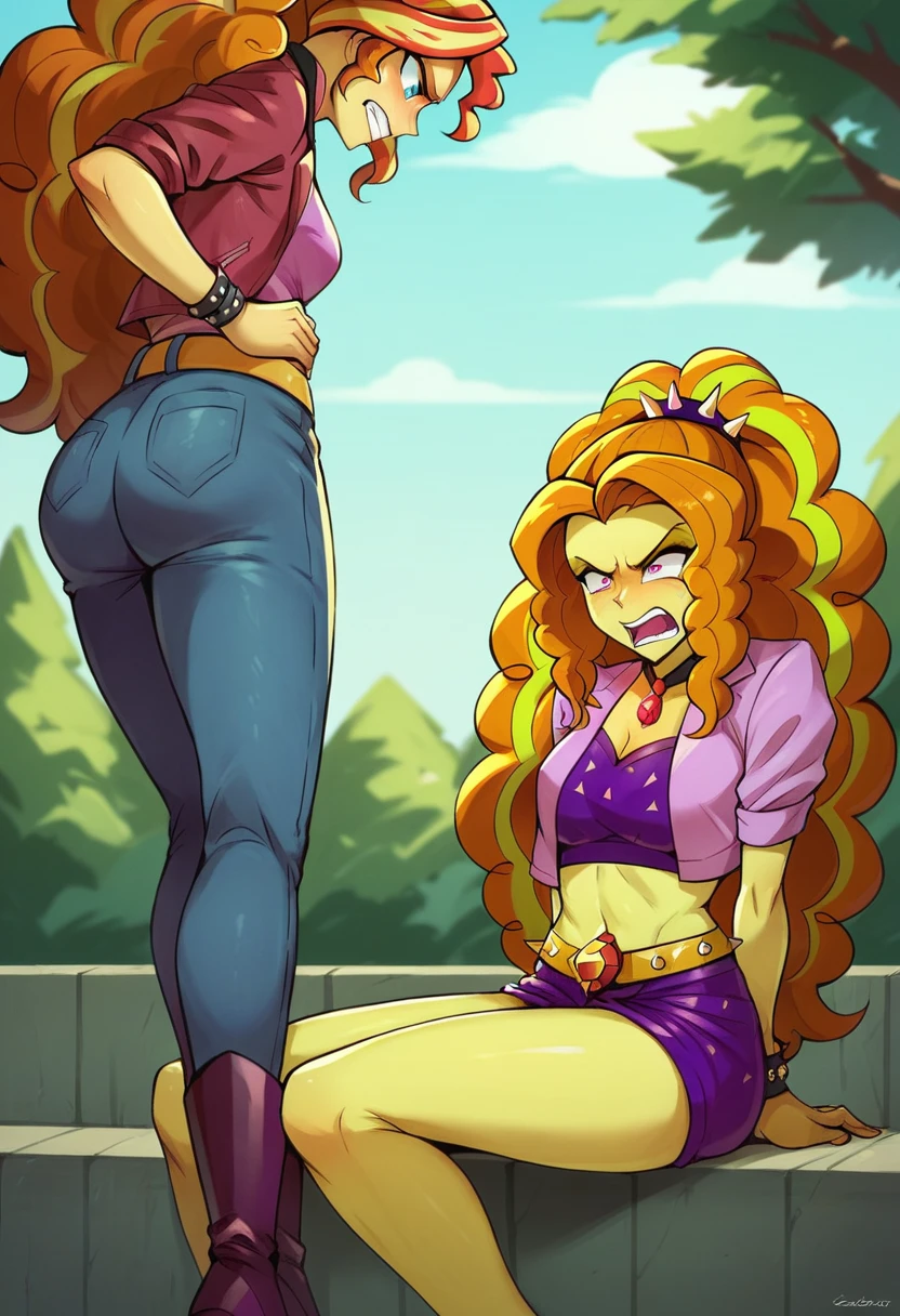 ((High Quality Image 10k)) ((Perfect Autonomy 10k)) Masterpiece, Adagio Dazzle and Sunset Shimmer are naked, Adagio Dazzle is facesitting on Sunset Shimmers face at the park, Adagio Dazzle and Sunset Shimmer Equestria Girls, Sunset Shimmer is restraint with rope and also is screaming and struggling to get Adagio Dazzles ass off her face, Adagio Dazzle has a smug grin on her face While Sunset Shimmer attempts to struggling to break free, Adagio Dazzle and Sunset Shimmer, cuerpo completo, high resolusion