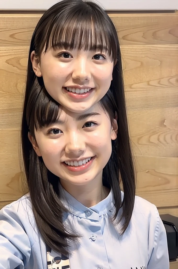 slender girl, (make up:1.1), (ニットセーター:1.2), middle breasts, at school room, (upper body shot:1.1), round face