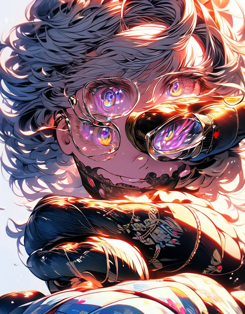(Highest quality、High resolution、8K、masterpiece:1.2)。Look away、Open your mouth、Pink Eyes、Silver Hair、Heart shaped pupil、teeth、tongue、tongueを出す、（Original Character, (1 Girl)、Perfect Face、((short hair:1.2))、(Hair above one eye:1.3)、[[Disheveled Hair]]、Colorful Hair、Detailed eyes that shine、Light and shadow、Glowing Skin、 (Curvy but slim), ((High angle shot))、Sexy look、Use something sexy、（background：Mountain、岩Mountain、forest、nature）Full body、bracelet、necklace、Wild child、Wild childスタイル、Disheveled clothes、sunglasses、Follow the Silver Wolf、Tarzan、natureで育った、
