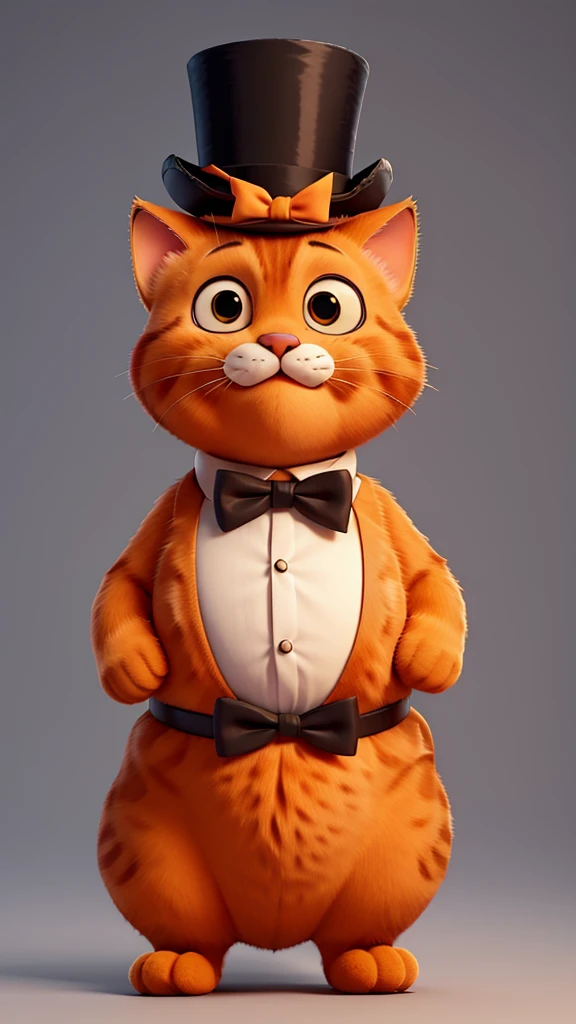 a cute fat orange cat wearing a top hat and monocle, monocle on eye