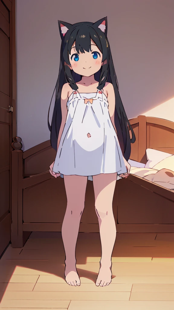 girl peeing in front of you,Long black hair,stand with legs slightly apart,look away,white knee-length dress,Shoulder out,Hold the crotch down,Emphasis on embarrassment,red blush,inside in room,white shoe,spill liquid from crotch,tears,Katyusha,daytime,schools,