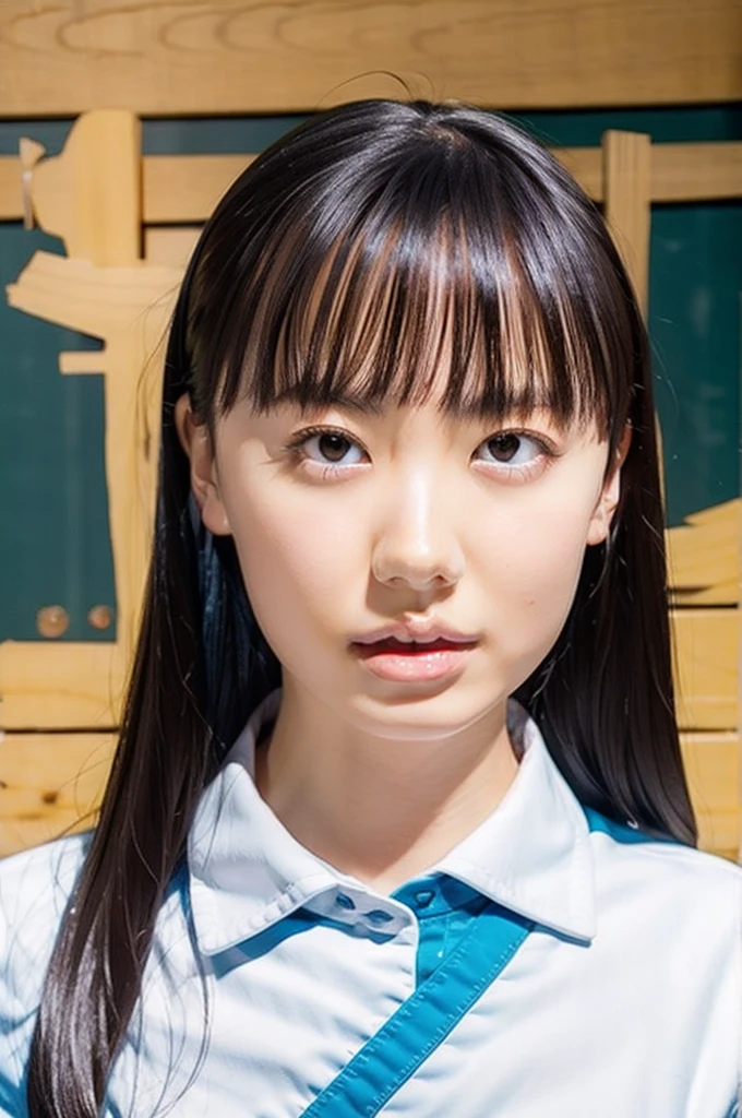 slender girl, (make up:1.1), (ニットセーター:1.2), middle breasts, at school room, (upper body shot:1.1), round face