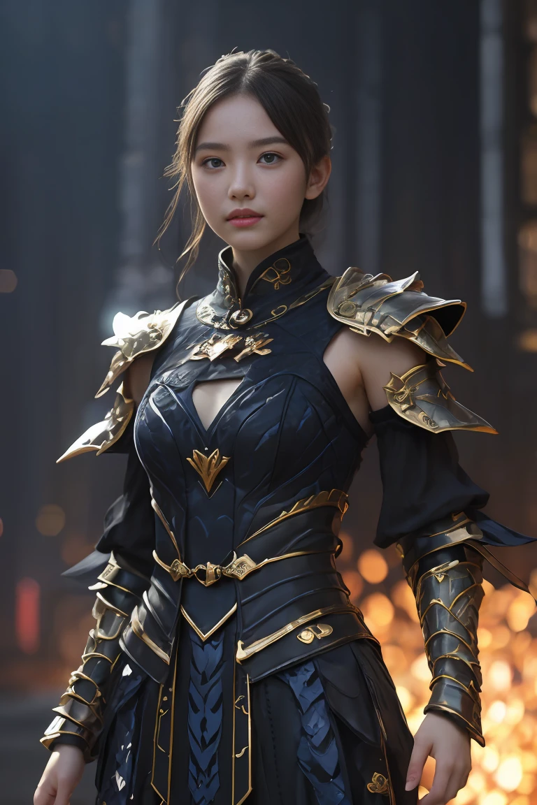 best quality, masterpiece, Ultra-high resolution, (Realistic:1.5), original photo, 1 girl,versace Off-shoulder Kimono Mecha Paladin Future Armor, in the darkness, Deep shadows, Low profile, Cold Light,