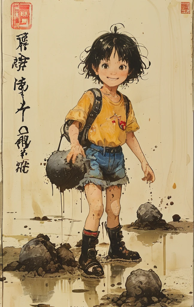 alert! Dive into the messy and joyful theme of "Playing in Mud" (Playing in the mud). Capture the pure delight and uninhibited fun of people or animals splashing, building, and getting covered in mud.