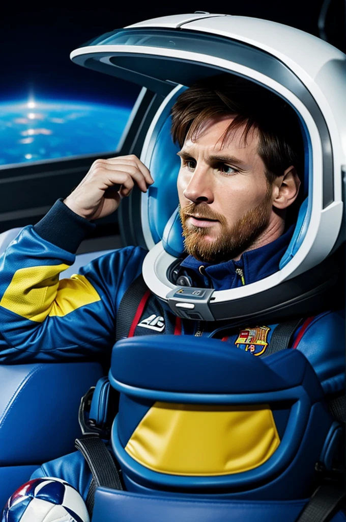 Lionel Messi in a spaceship