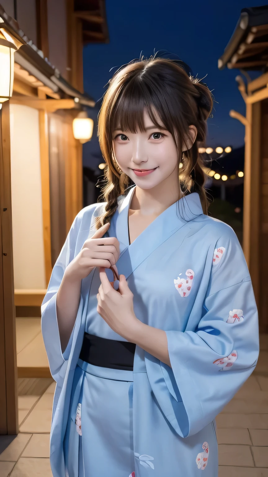 Best picture quality (8K, high resolution, Masterpiece: 1.2), super detailed,  215 Short Hair,Three braids long hair, 16-year-old woman, 

situation: Holding cotton candy、The moment you take a bite。
detailed:
angle: Bring the cotton candy close to your mouth、The moment you take a biteを斜め前から捉えたショット。
clothing: In a cool yukata、A small bag is slung over her shoulder。A small flower hairpin in her hair。
atmosphere: The warm light of the lanterns at night、The softness and fluffiness of the cotton candy stands out.。In the background, a lively festival atmosphere spreads out.。

Active Pause ,Beside her、The thunder danced。
break Focus on upper 腰


, random cute pose ,big eyes ,Puffy eyes ,  Heart Pupil, blush  , huge shy smile , salute


