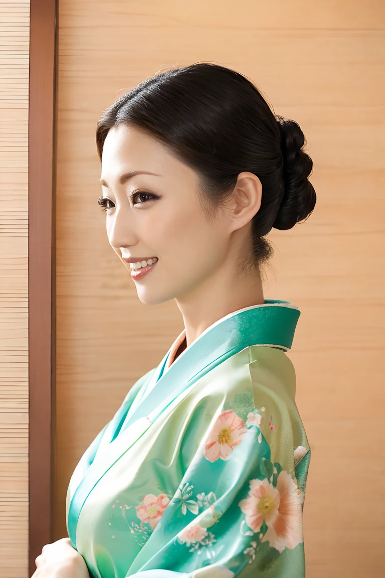 (最high quality、Tabletop、8K、Best image quality、Award-winning works)、(一人のbeautiful成熟した女性:1.1)、Adult face、(Innkeeper:1.1)、(Elegant floral kimono:1.2)、(A kimono with a perfect and precise collar:1.2)、Perfect mature woman portrait photo、Glowing Skin、Standing Elegantly、(Blurred elegant and exquisite perfect Japanese style room background:1.3)、(The most natural and perfect tidy Japanese style room background:1.2)、Glowing White Skin、Very white skin、(Accentuate your body lines:1.1)、(The most graceful posture:1.2)、(Large Breasts:1.2)、A perfect smile、完璧なbeautiful光沢のある唇、(Accurate anatomy:1.2)、(A perfect and elegant outfit:1.1)、(Standing with good posture:1.1)、(beautiful, high quality, Large kimono obi:1.2)、(Long kimono:1.2)、(完璧で自然なbeautiful袖:1.2)、(完璧で自然なbeautiful衿:1.2)、(完璧で自然なbeautiful着物:1.2)、(完璧で自然なbeautiful袂:1.2)、(完璧で自然なbeautiful帯締:1.2)、(Chignon:1.1)、(Natural and perfect wrist:1.1)、(Close-up of face:1.3)